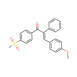 COc1ccc(/C=C(/C(=O)c2ccc(S(C)(=O)=O)cc2)c2ccccc2)cc1 ZINC000064564701