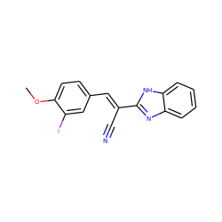 COc1ccc(/C=C(\C#N)c2nc3ccccc3[nH]2)cc1I ZINC000013943922