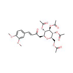 COc1ccc(/C=C/C(=O)C[C@@H]2O[C@H](COC(C)=O)[C@@H](OC(C)=O)[C@H](OC(C)=O)[C@H]2OC(C)=O)cc1OC ZINC000299823033