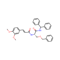 COc1ccc(/C=C/C(=O)N[C@@H](COCc2ccccc2)C(=O)NC(c2ccccc2)c2ccccc2)cc1OC ZINC000200151868