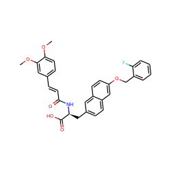 COc1ccc(/C=C/C(=O)N[C@@H](Cc2ccc3cc(OCc4ccccc4F)ccc3c2)C(=O)O)cc1OC ZINC000072178632