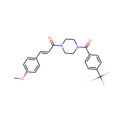 COc1ccc(/C=C/C(=O)N2CCN(C(=O)c3ccc(C(F)(F)F)cc3)CC2)cc1 ZINC000169345204