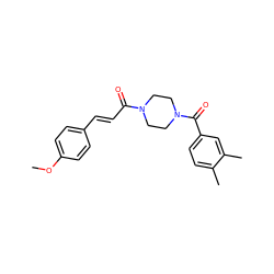 COc1ccc(/C=C/C(=O)N2CCN(C(=O)c3ccc(C)c(C)c3)CC2)cc1 ZINC000169345917