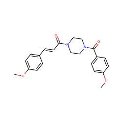 COc1ccc(/C=C/C(=O)N2CCN(C(=O)c3ccc(OC)cc3)CC2)cc1 ZINC000029117935