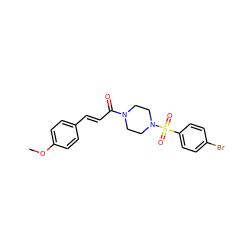 COc1ccc(/C=C/C(=O)N2CCN(S(=O)(=O)c3ccc(Br)cc3)CC2)cc1 ZINC000015927995