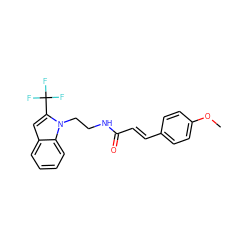 COc1ccc(/C=C/C(=O)NCCn2c(C(F)(F)F)cc3ccccc32)cc1 ZINC000169347552