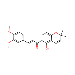 COc1ccc(/C=C/C(=O)c2ccc3c(c2O)C=CC(C)(C)O3)cc1OC ZINC000014557876