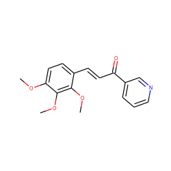 COc1ccc(/C=C/C(=O)c2cccnc2)c(OC)c1OC ZINC000016406294