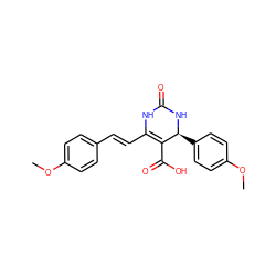 COc1ccc(/C=C/C2=C(C(=O)O)[C@H](c3ccc(OC)cc3)NC(=O)N2)cc1 ZINC000103172264