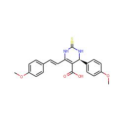 COc1ccc(/C=C/C2=C(C(=O)O)[C@H](c3ccc(OC)cc3)NC(=S)N2)cc1 ZINC000103172269