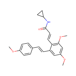 COc1ccc(/C=C/c2cc(OC)cc(OC)c2/C=C/C(=O)NC2CC2)cc1 ZINC000095587135