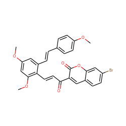 COc1ccc(/C=C/c2cc(OC)cc(OC)c2/C=C/C(=O)c2cc3ccc(Br)cc3oc2=O)cc1 ZINC000473152731