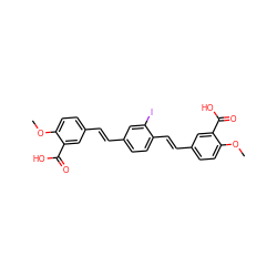 COc1ccc(/C=C/c2ccc(/C=C/c3ccc(OC)c(C(=O)O)c3)c(I)c2)cc1C(=O)O ZINC000029553062