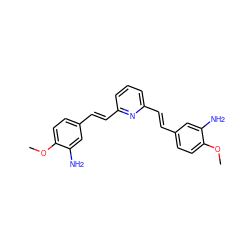 COc1ccc(/C=C/c2cccc(/C=C/c3ccc(OC)c(N)c3)n2)cc1N ZINC000028948973