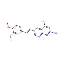 COc1ccc(/C=C/c2cnc3nc(N)nc(N)c3c2)cc1OC ZINC000005889392