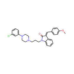 COc1ccc(/C=C2/C(=O)N(CCCN3CCN(c4cccc(Cl)c4)CC3)c3ccccc32)cc1 ZINC000028234560