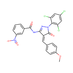 COc1ccc(/C=C2\C(=O)N(c3c(Cl)cc(Cl)cc3Cl)N=C2NC(=O)c2cccc([N+](=O)[O-])c2)cc1 ZINC000001882570