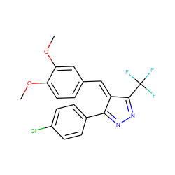 COc1ccc(/C=C2\C(c3ccc(Cl)cc3)=NN=C2C(F)(F)F)cc1OC ZINC000084616542