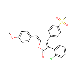 COc1ccc(/C=C2\OC(=O)C(c3ccccc3Cl)=C2c2ccc(S(C)(=O)=O)cc2)cc1 ZINC000096923082