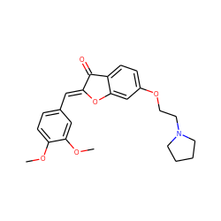 COc1ccc(/C=C2\Oc3cc(OCCN4CCCC4)ccc3C2=O)cc1OC ZINC000299821671