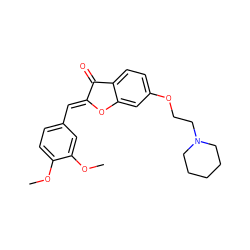 COc1ccc(/C=C2\Oc3cc(OCCN4CCCCC4)ccc3C2=O)cc1OC ZINC000208703805