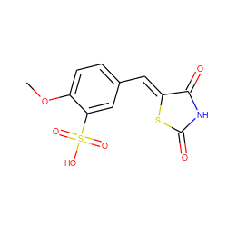 COc1ccc(/C=C2\SC(=O)NC2=O)cc1S(=O)(=O)O ZINC000066252791