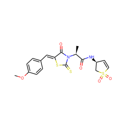 COc1ccc(/C=C2\SC(=S)N([C@@H](C)C(=O)N[C@H]3C=CS(=O)(=O)C3)C2=O)cc1 ZINC000009429619