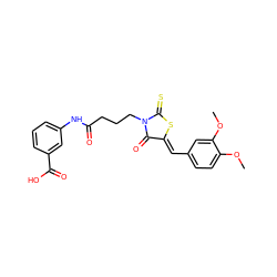 COc1ccc(/C=C2\SC(=S)N(CCCC(=O)Nc3cccc(C(=O)O)c3)C2=O)cc1OC ZINC000008819462