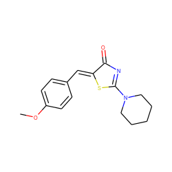 COc1ccc(/C=C2\SC(N3CCCCC3)=NC2=O)cc1 ZINC000012436793