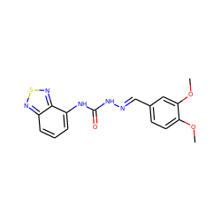 COc1ccc(/C=N/NC(=O)Nc2cccc3nsnc23)cc1OC ZINC000000822458