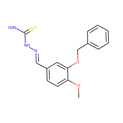 COc1ccc(/C=N/NC(N)=S)cc1OCc1ccccc1 ZINC000041224274