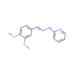 COc1ccc(/C=N/Nc2ccccn2)cc1OC ZINC000004815223