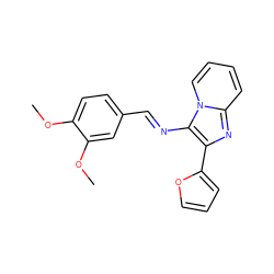 COc1ccc(/C=N/c2c(-c3ccco3)nc3ccccn23)cc1OC ZINC000013114102