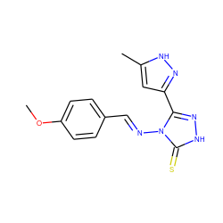 COc1ccc(/C=N/n2c(-c3cc(C)[nH]n3)n[nH]c2=S)cc1 ZINC000005625924