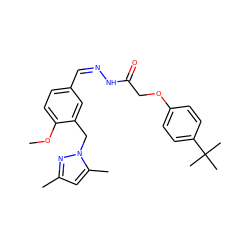 COc1ccc(/C=N\NC(=O)COc2ccc(C(C)(C)C)cc2)cc1Cn1nc(C)cc1C ZINC000033333547