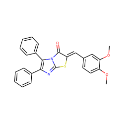 COc1ccc(/C=c2\sc3nc(-c4ccccc4)c(-c4ccccc4)n3c2=O)cc1OC ZINC000012371180