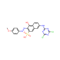 COc1ccc(/N=N/c2c(S(=O)(=O)O)cc3cc(Nc4nc(Cl)nc(Cl)n4)ccc3c2O)cc1 ZINC000299844715