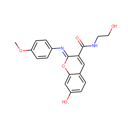 COc1ccc(/N=c2\oc3cc(O)ccc3cc2C(=O)NCCO)cc1 ZINC000096286195