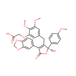 COc1ccc([C@@]2(O)OC(=O)C(c3ccc4c(c3)OCO4)=C2Cc2cc(OC)c(OC)c(OCC(=O)O)c2)cc1 ZINC000026272874