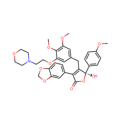 COc1ccc([C@@]2(O)OC(=O)C(c3ccc4c(c3)OCO4)=C2Cc2cc(OC)c(OC)c(OCCN3CCOCC3)c2)cc1 ZINC000026264889