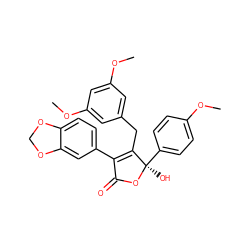 COc1ccc([C@@]2(O)OC(=O)C(c3ccc4c(c3)OCO4)=C2Cc2cc(OC)cc(OC)c2)cc1 ZINC000013761505