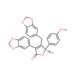 COc1ccc([C@@]2(O)OC(=O)C(c3ccc4c(c3)OCO4)=C2Cc2ccc3c(c2)OCO3)cc1 ZINC000013761507