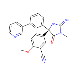 COc1ccc([C@@]2(c3cccc(-c4cccnc4)c3)NC(=N)N(C)C2=O)cc1C#N ZINC000035983588