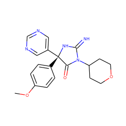 COc1ccc([C@@]2(c3cncnc3)NC(=N)N(C3CCOCC3)C2=O)cc1 ZINC001772630425