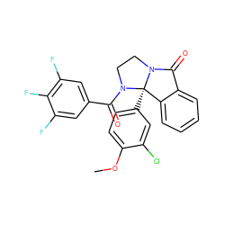 COc1ccc([C@@]23c4ccccc4C(=O)N2CCN3C(=O)c2cc(F)c(F)c(F)c2)cc1Cl ZINC000299820007