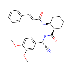 COc1ccc([C@@H](C#N)NC(=O)[C@@H]2CCCC[C@@H]2NC(=O)/C=C/c2ccccc2)cc1OC ZINC000103242372