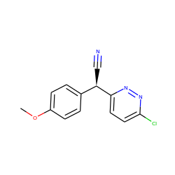 COc1ccc([C@@H](C#N)c2ccc(Cl)nn2)cc1 ZINC000000169375