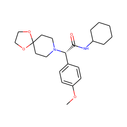 COc1ccc([C@@H](C(=O)NC2CCCCC2)N2CCC3(CC2)OCCO3)cc1 ZINC000059888541