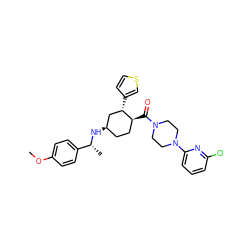 COc1ccc([C@@H](C)N[C@@H]2CC[C@H](C(=O)N3CCN(c4cccc(Cl)n4)CC3)[C@@H](c3ccsc3)C2)cc1 ZINC000073221900