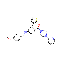 COc1ccc([C@@H](C)N[C@@H]2CC[C@H](C(=O)N3CCN(c4ccccn4)CC3)[C@@H](c3ccsc3)C2)cc1 ZINC000073219645